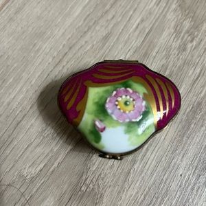 Limoges Trinket Box LaGloriette No. 145/250 Handpainted France Cranberry & Gold